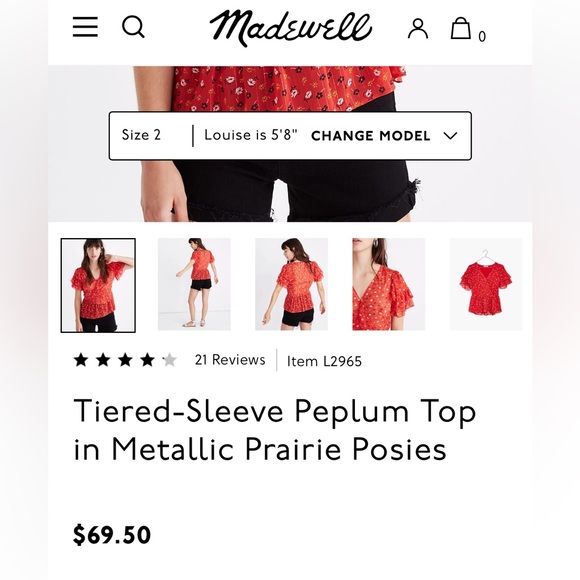 MADEWELL Tiered-Sleeve Peplum Top in Metallic Prairie Posies - Picture 7 of 12